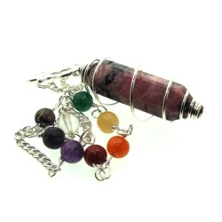 Rhodonite Gemstone Double Terminated Chakra Pendulum